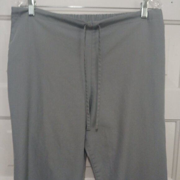 Cherokee Womans Medium Lt Gray Drawstring & Elastic Back Flair Leg Scrub Pants - Picture 2 of 6